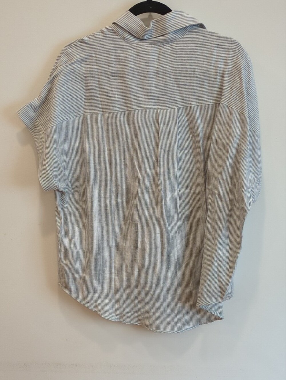 Coastal Minimal Preppy Classic Quince 100% Linen Stripe Camp Shirt Sz Lg Relaxed - Picture 6 of 6